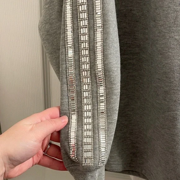 NWOT Urban Outfitters Oversized Grey Hoodie w/ Rhinestone Detailing Size XS - Picture 7 of 13